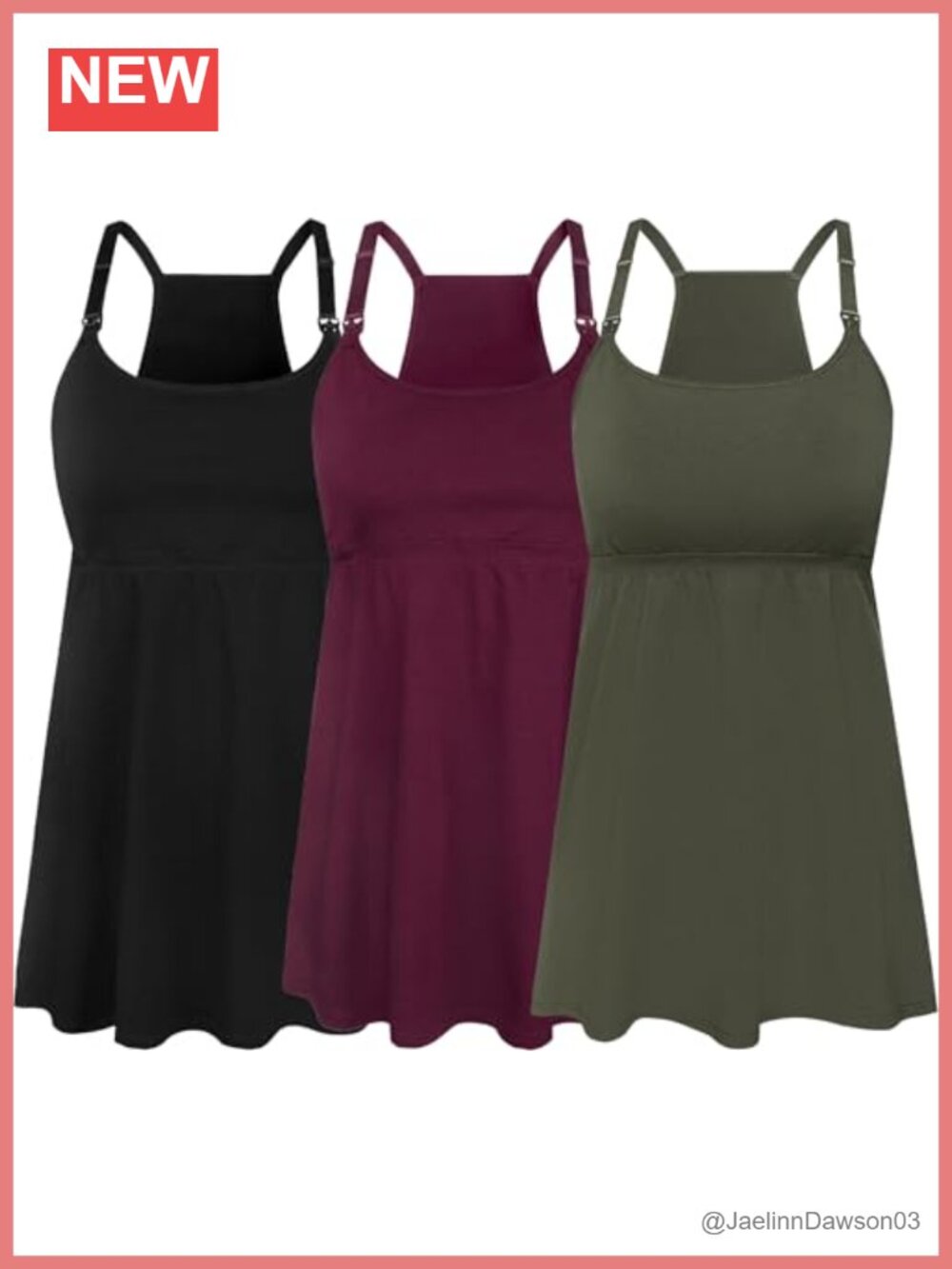 3-Pack Cotton Maternity Nursing Tank Tops Breastfeeding Cami Shirts